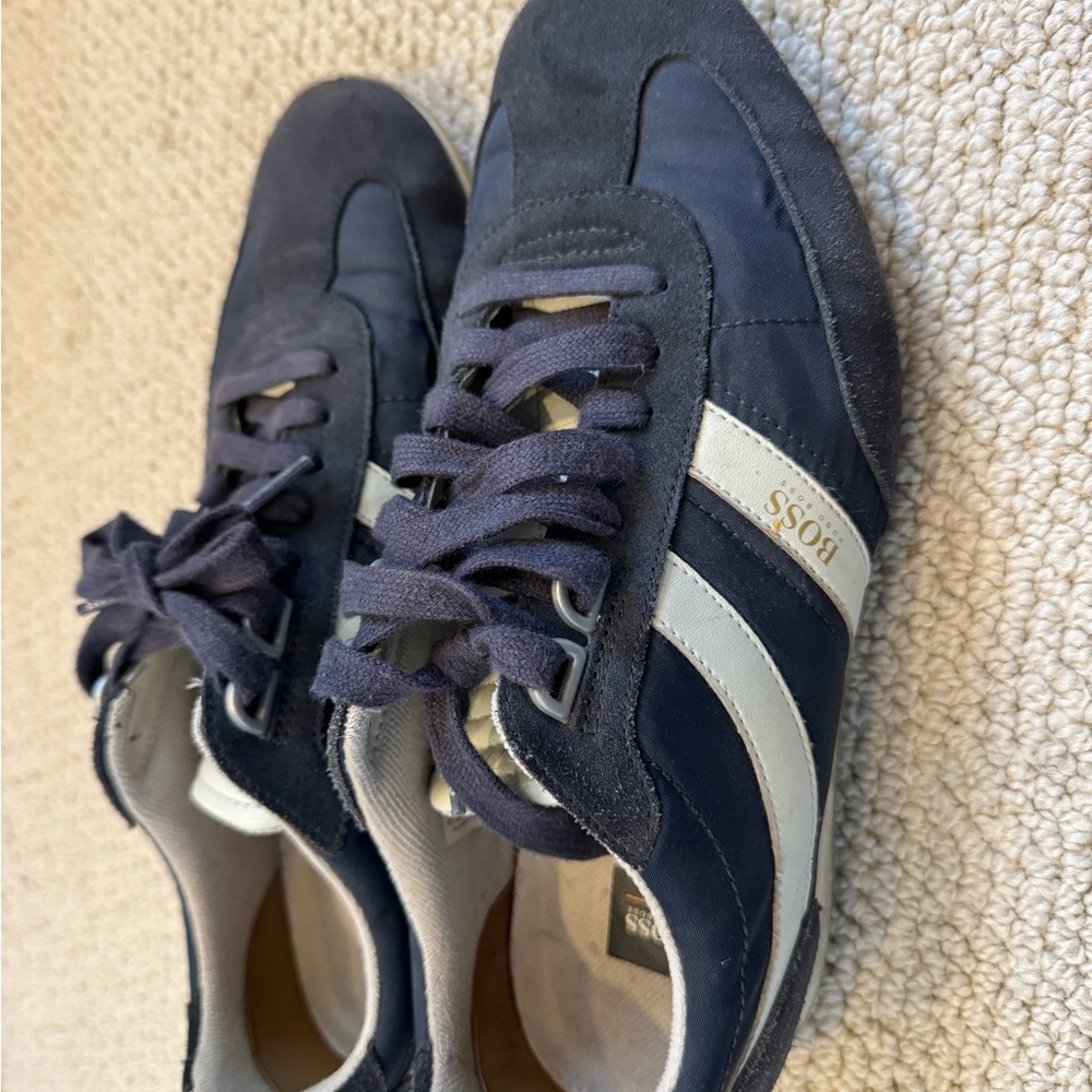 Hugo Boss blue and white stripe size 10